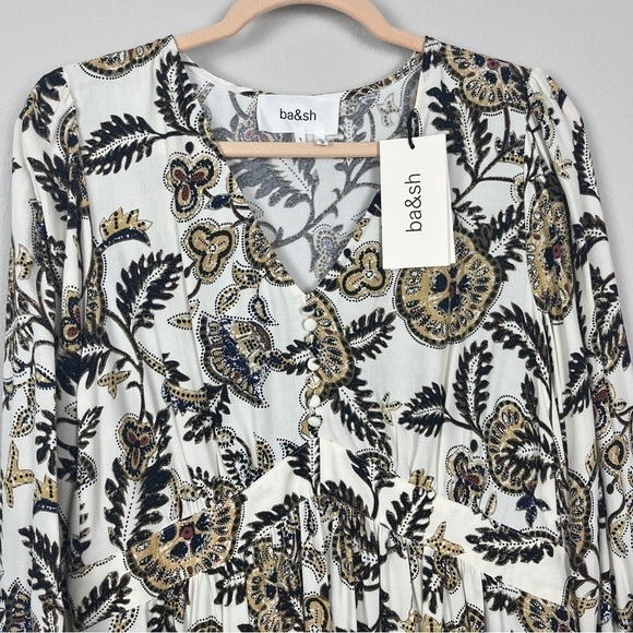 ba&sh White Volver Floral Paisley Dress in Ecru - Picture 4 of 4